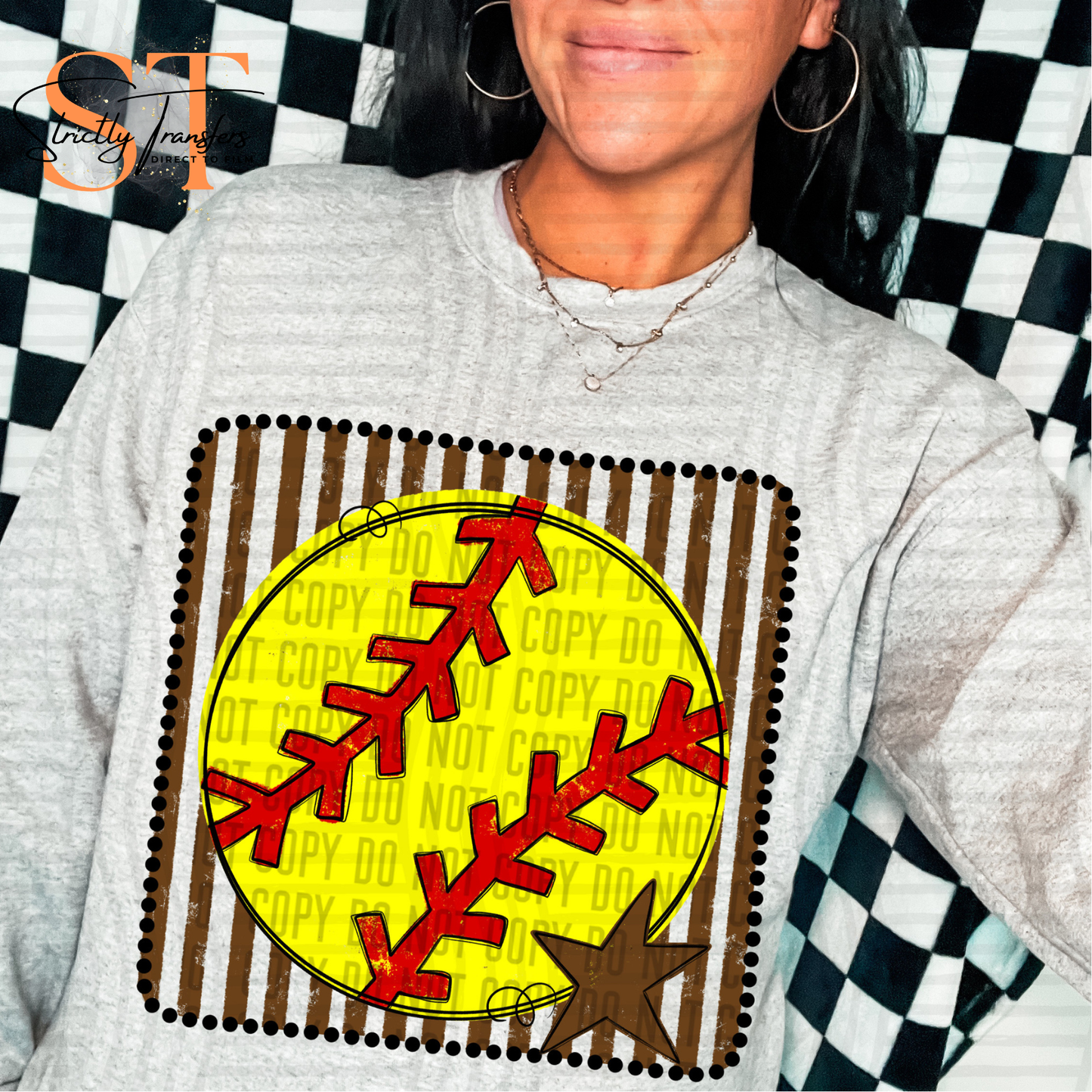 Distressed Softball Squares- Multiple Colors Direct to Film Transfers