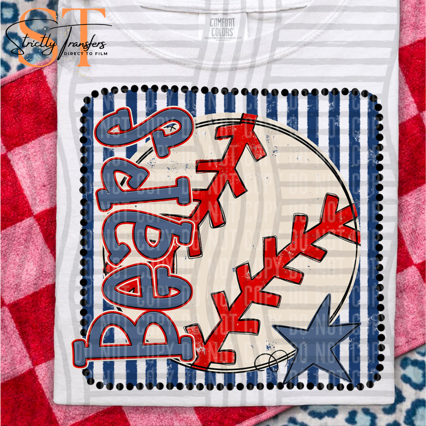 Bears Striped Frame Baseball - 2 options Direct to Film Transfers