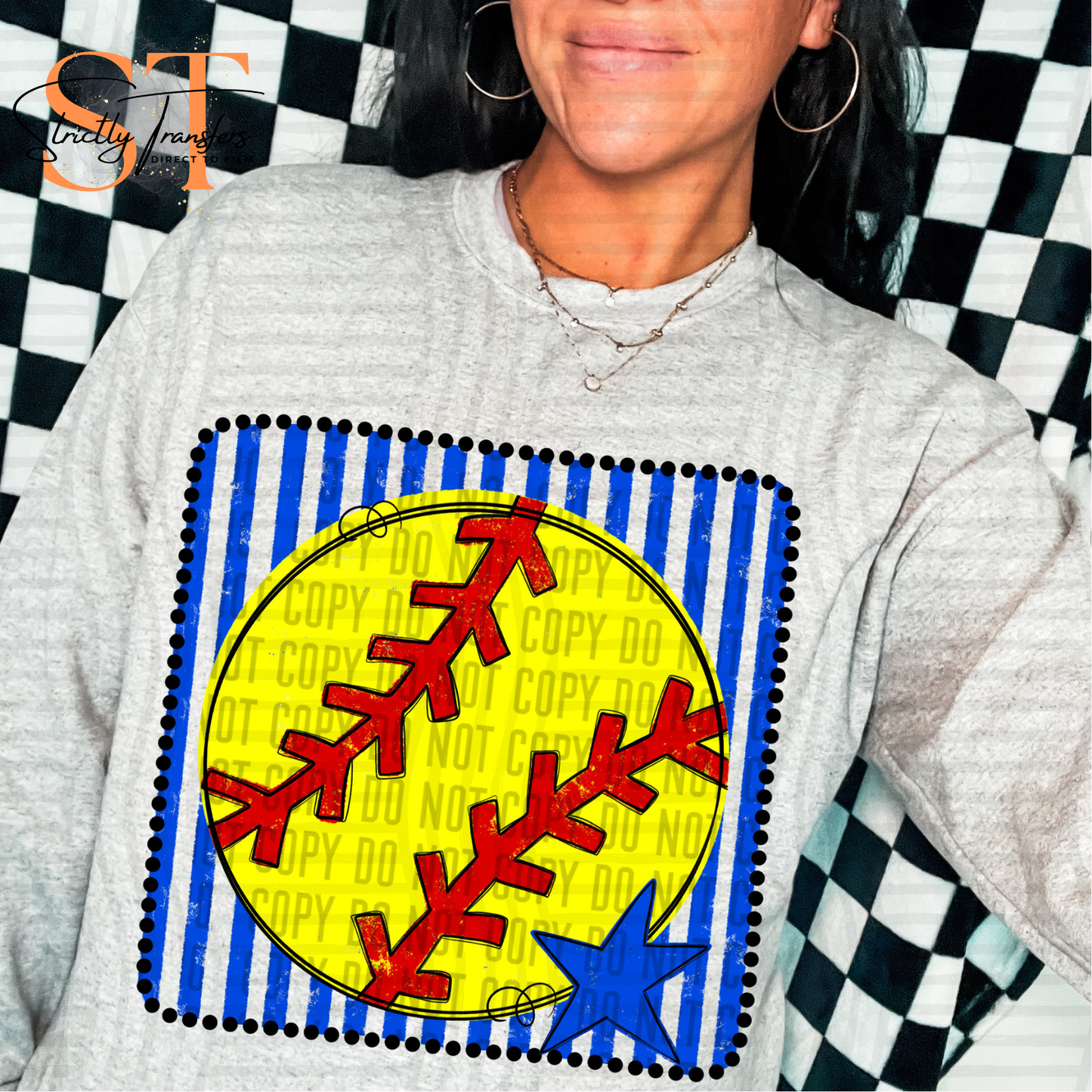 Distressed Softball Squares- Multiple Colors Direct to Film Transfers