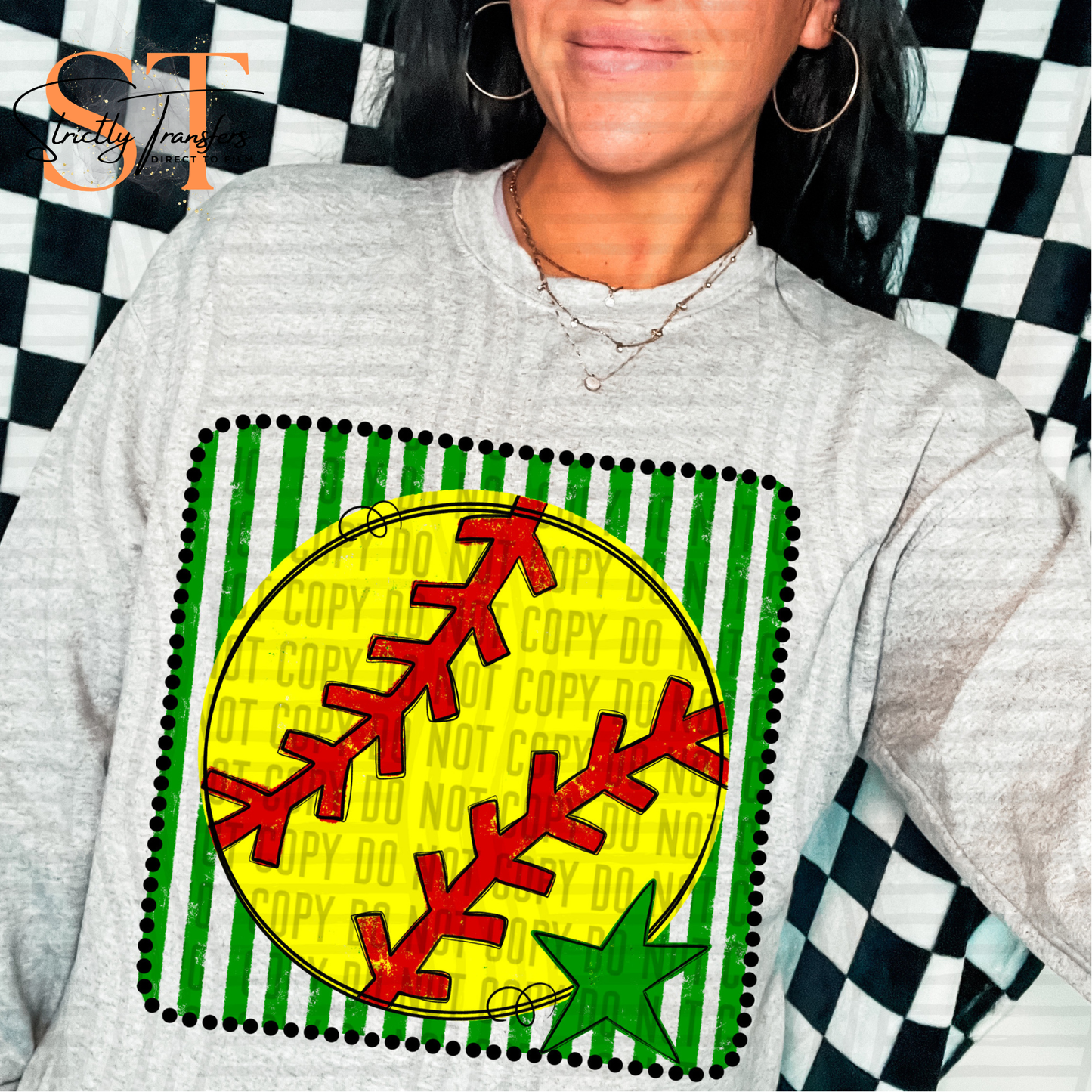 Distressed Softball Squares- Multiple Colors Direct to Film Transfers