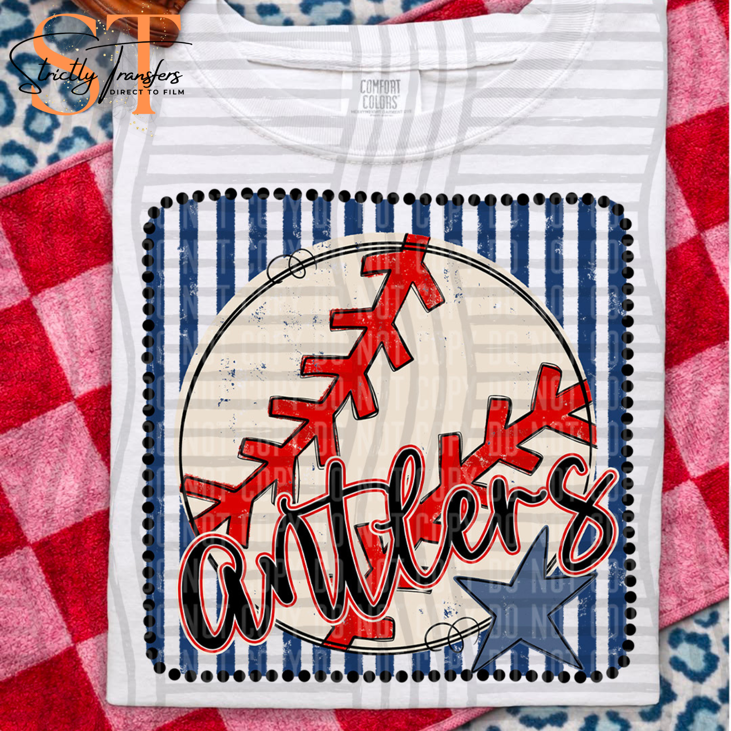 Antlers Striped Frame Baseball - 2 options Direct to Film Transfers