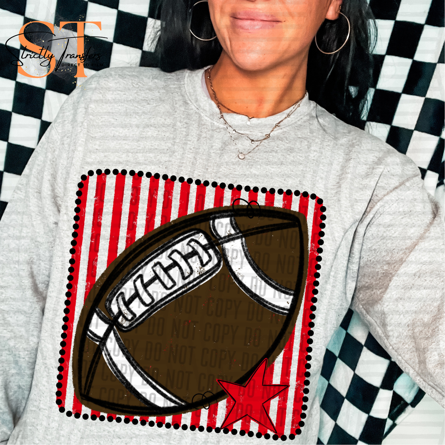 Distressed Football Squares- Multiple Colors Direct to Film Transfers