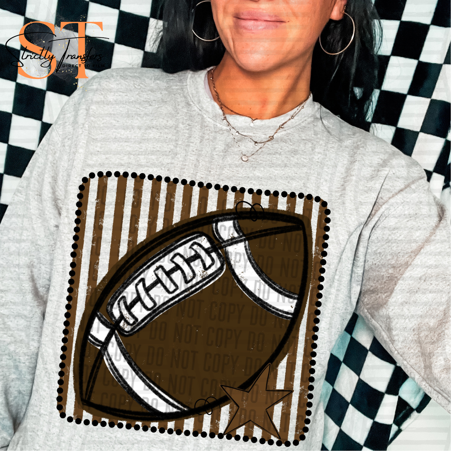 Distressed Football Squares- Multiple Colors Direct to Film Transfers