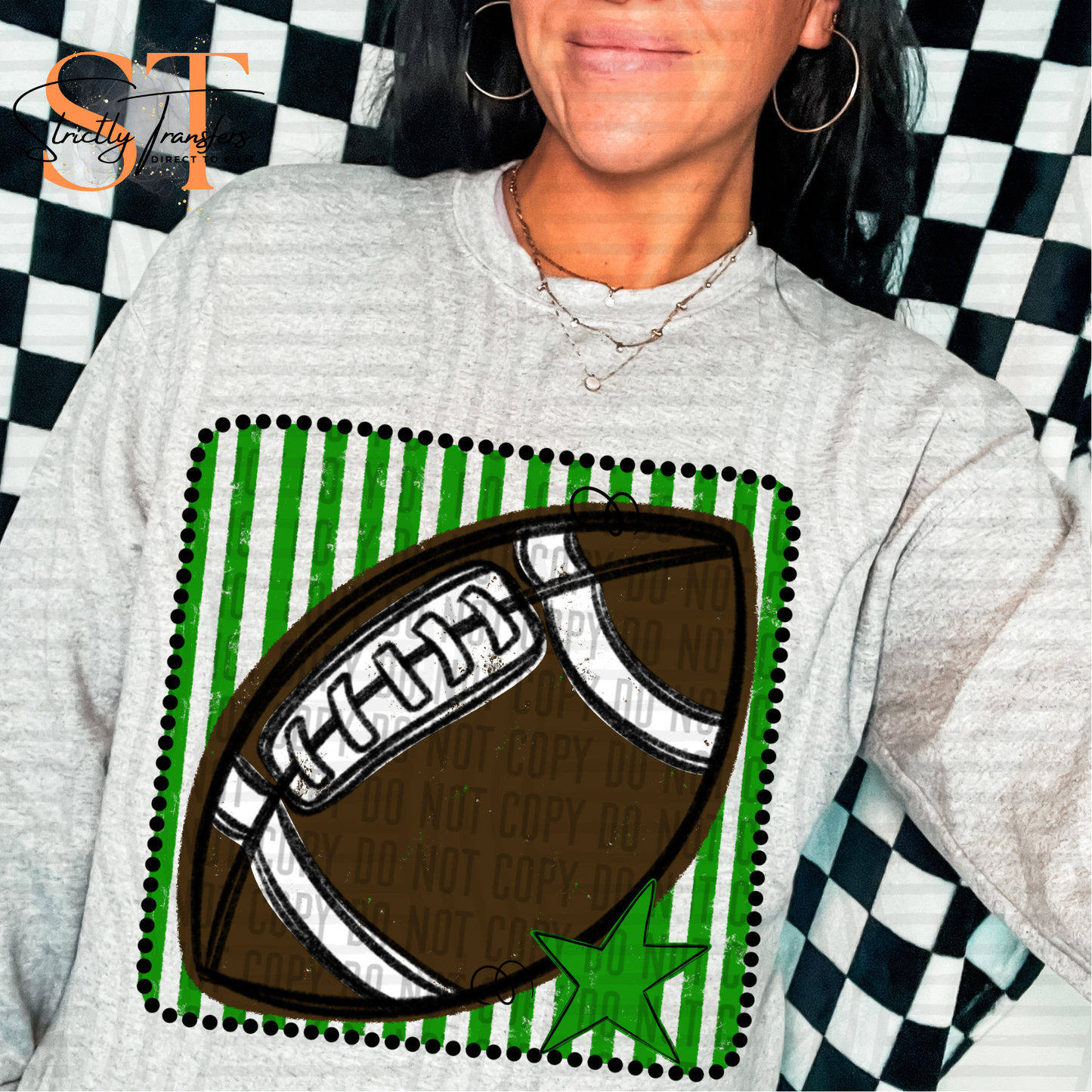 Distressed Football Squares- Multiple Colors Direct to Film Transfers