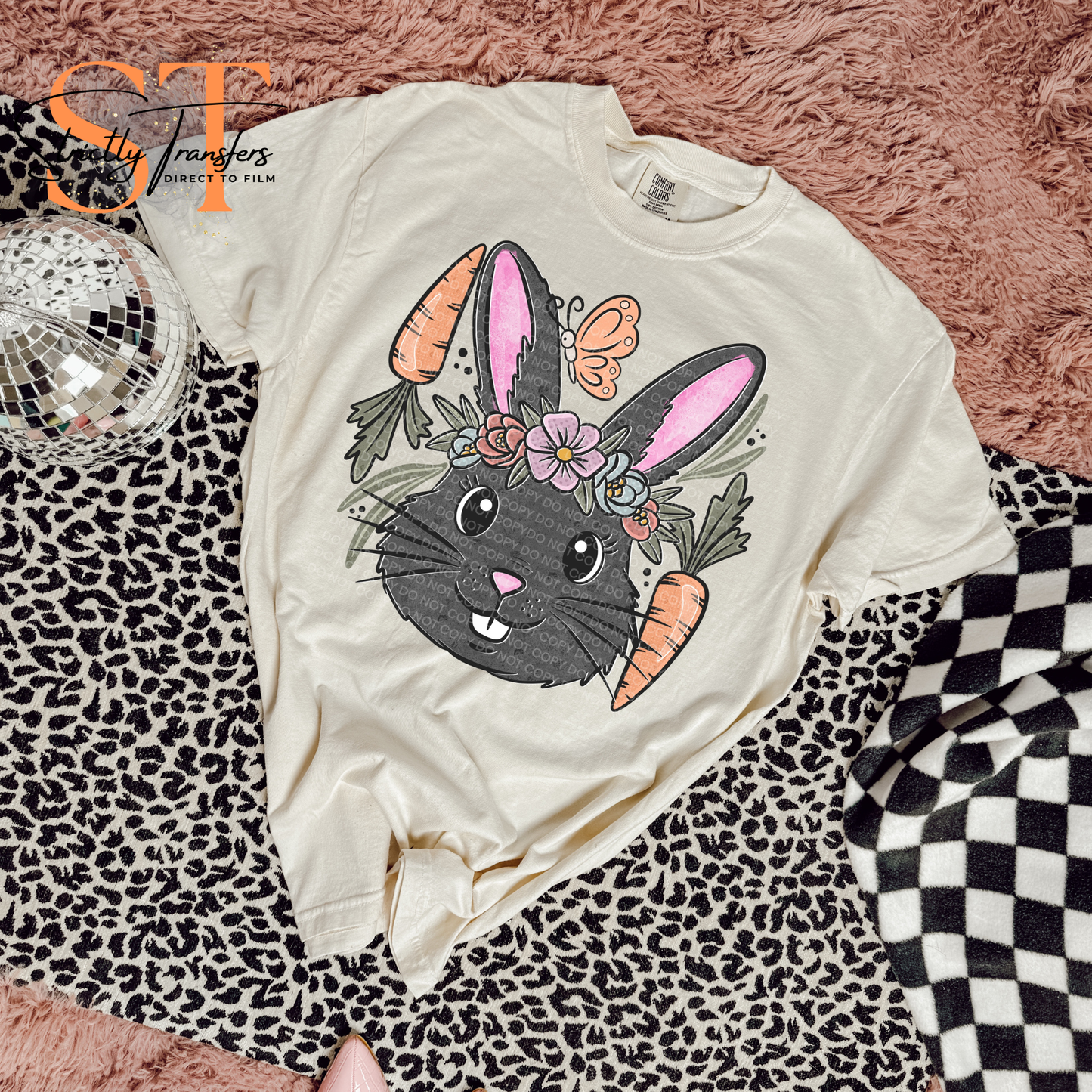 Drawn Bunny - 3 colors Direct to Film Transfers