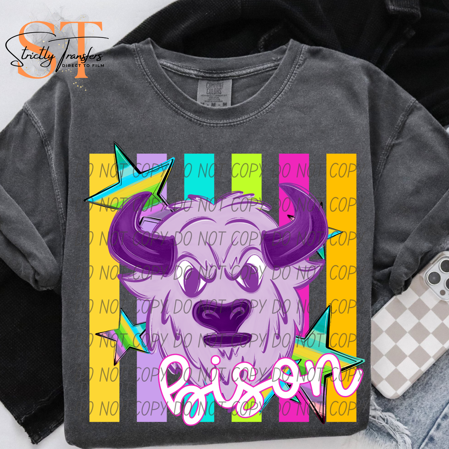 Bison Pastel Stripes - 2 Options Direct to Film Transfers