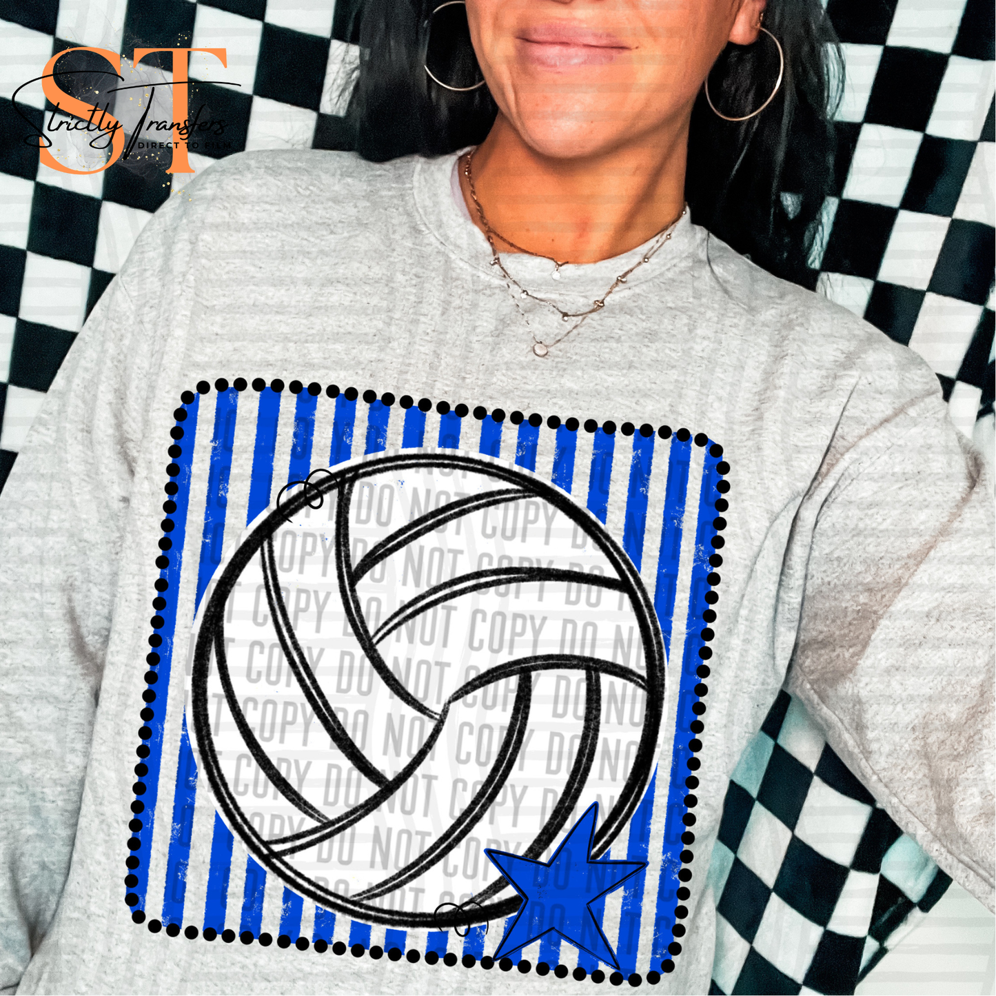 Distressed Volleyball Squares- Multiple Colors Direct to Film Transfers