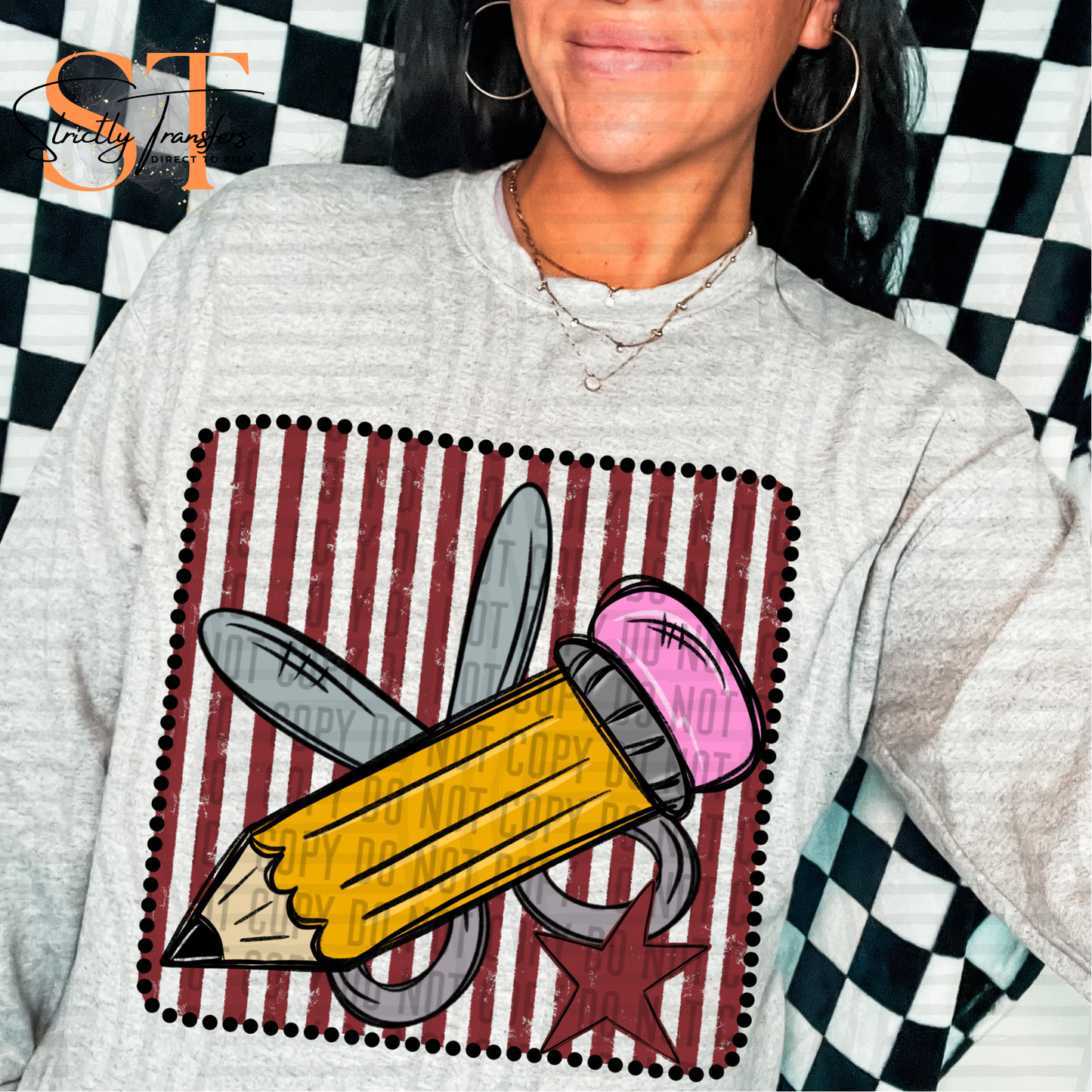 Distressed Pencil Squares- Multiple Colors Direct to Film Transfers