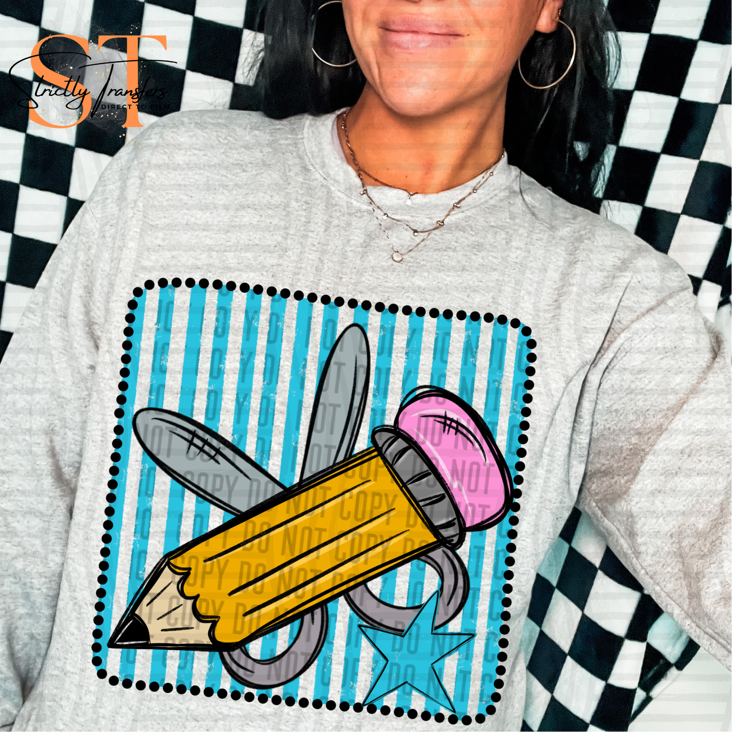 Distressed Pencil Squares- Multiple Colors Direct to Film Transfers