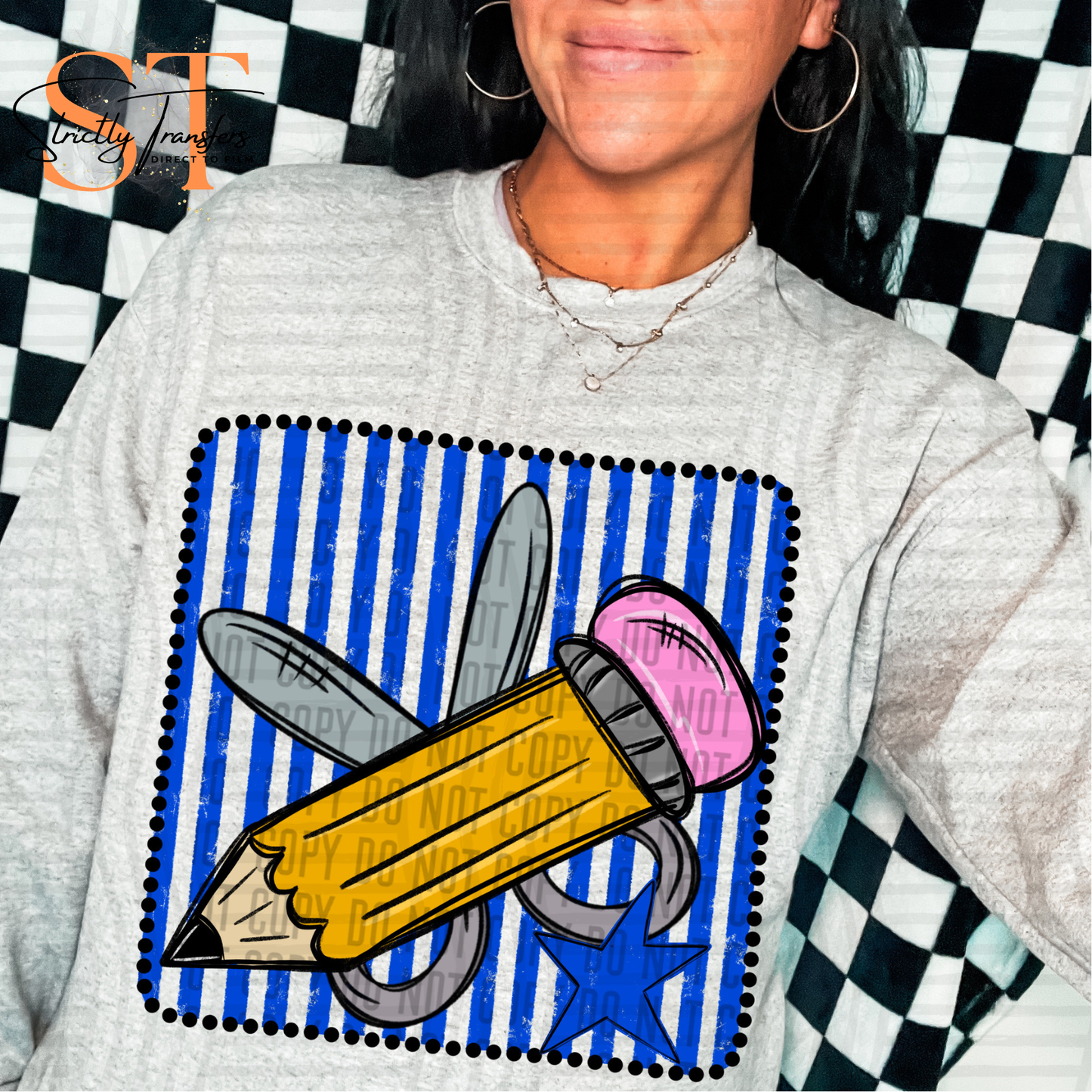 Distressed Pencil Squares- Multiple Colors Direct to Film Transfers