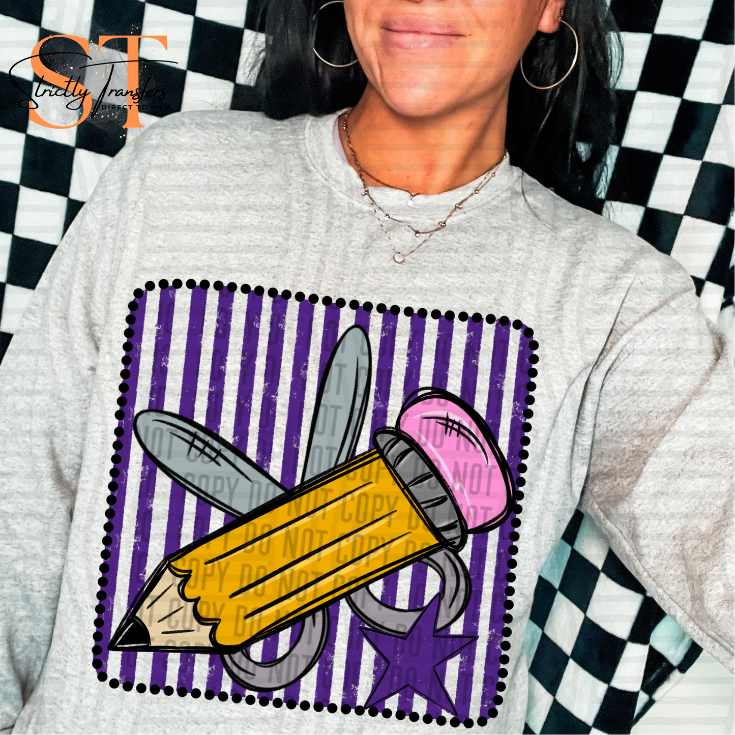 Distressed Pencil Squares- Multiple Colors Direct to Film Transfers