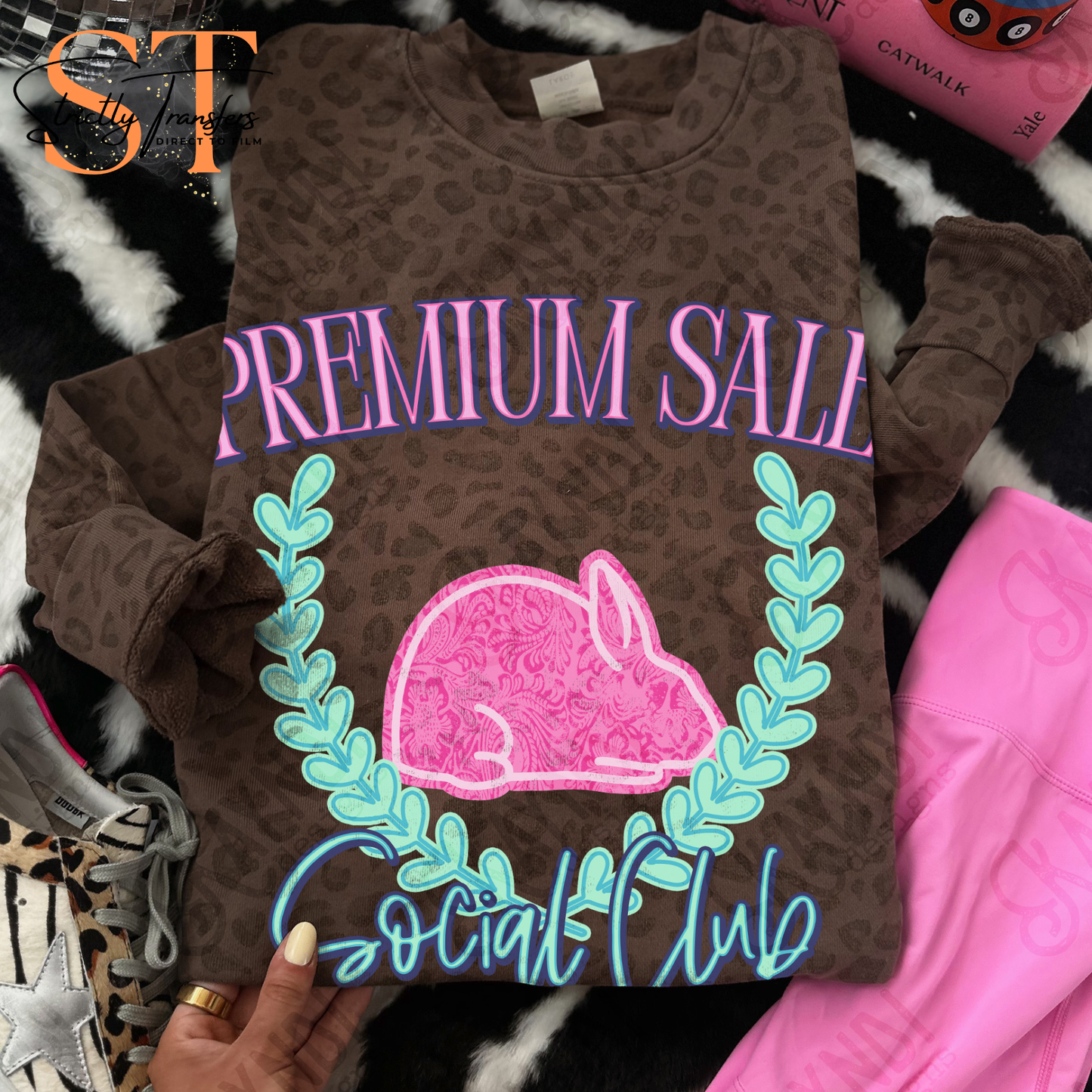 Premium Sale Social Club Pink- 6 Animal Options Direct to Film Transfers