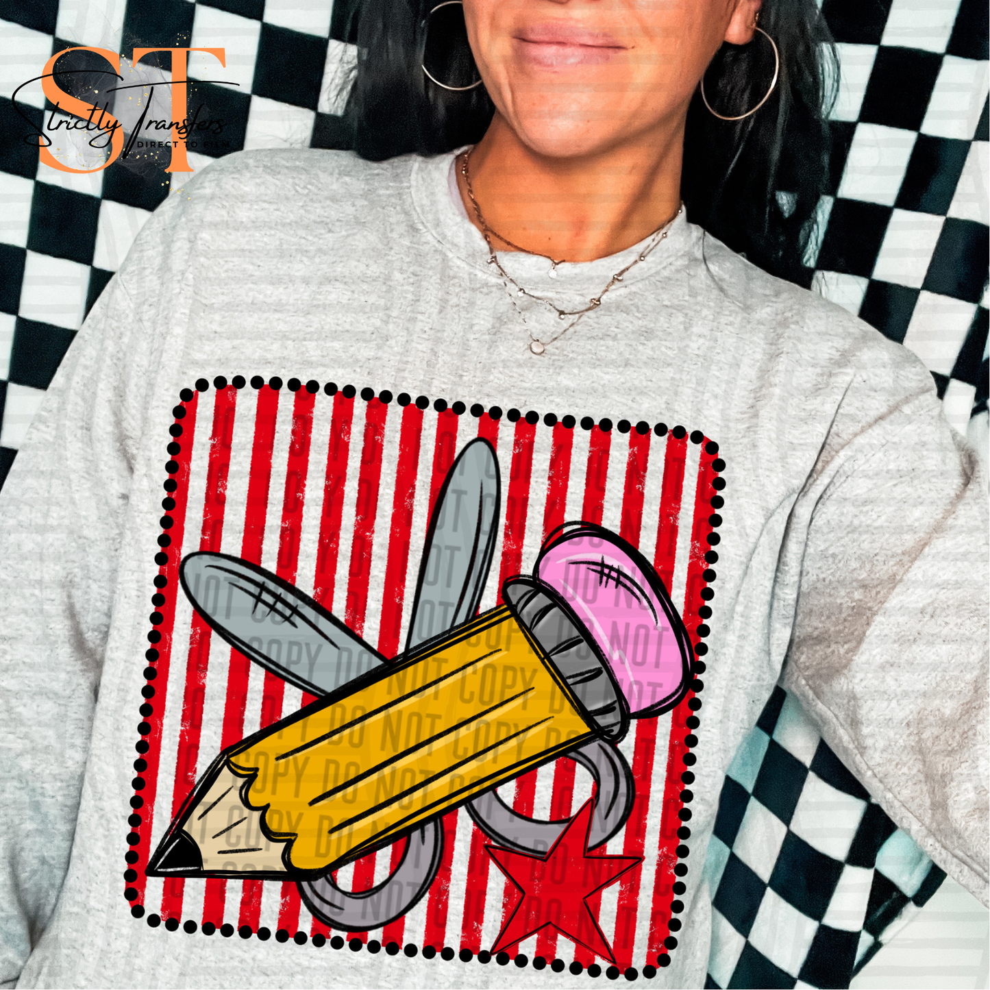 Distressed Pencil Squares- Multiple Colors Direct to Film Transfers