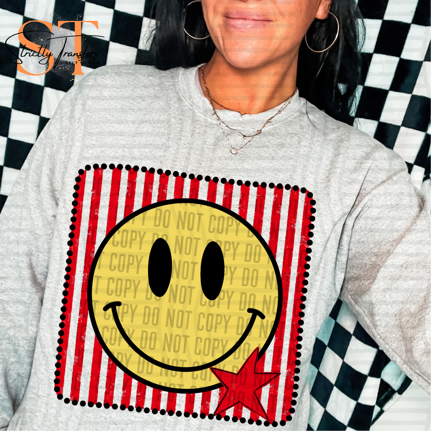 Distressed Smiley Squares- Multiple Colors Direct to Film Transfers