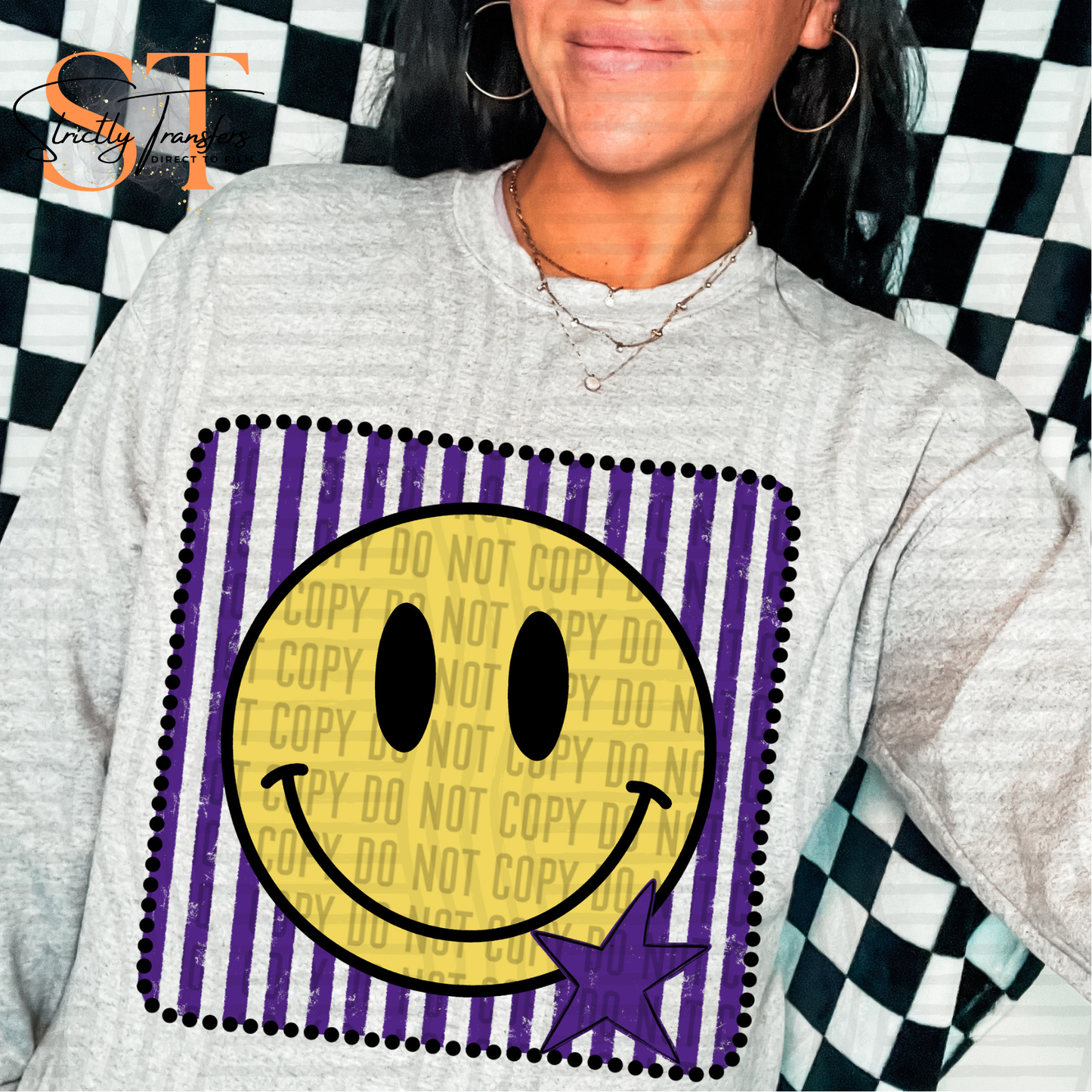 Distressed Smiley Squares- Multiple Colors Direct to Film Transfers