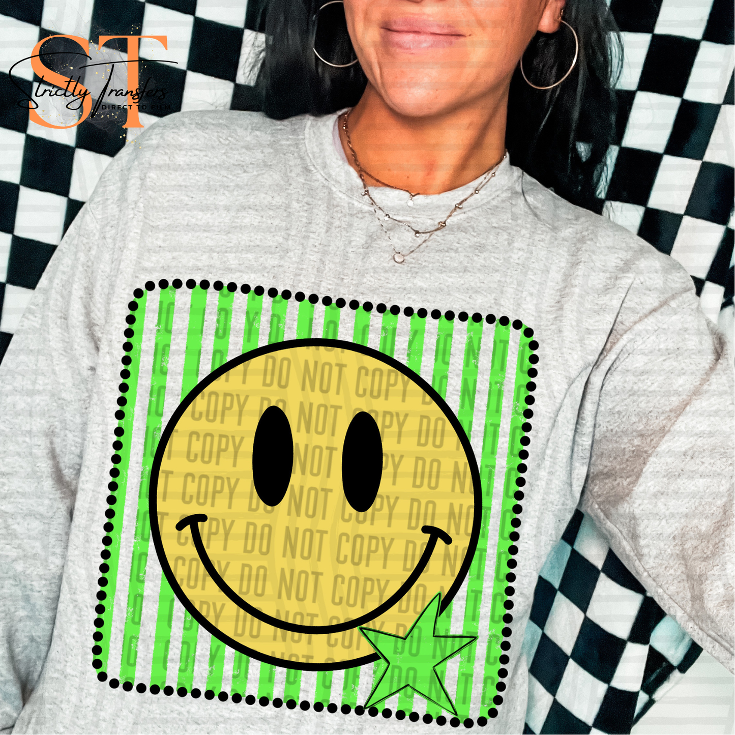 Distressed Smiley Squares- Multiple Colors Direct to Film Transfers