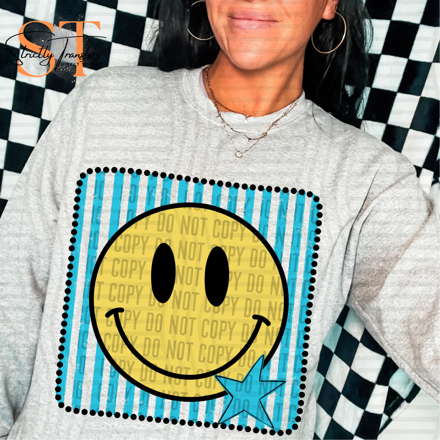 Distressed Smiley Squares- Multiple Colors Direct to Film Transfers