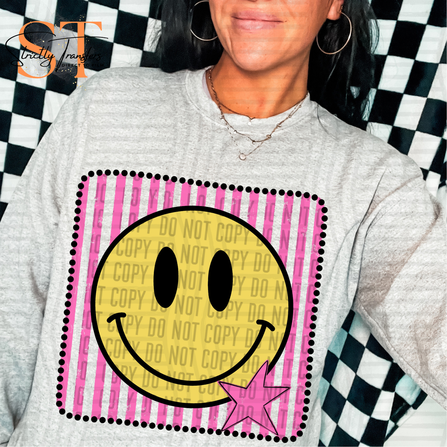 Distressed Smiley Squares- Multiple Colors Direct to Film Transfers