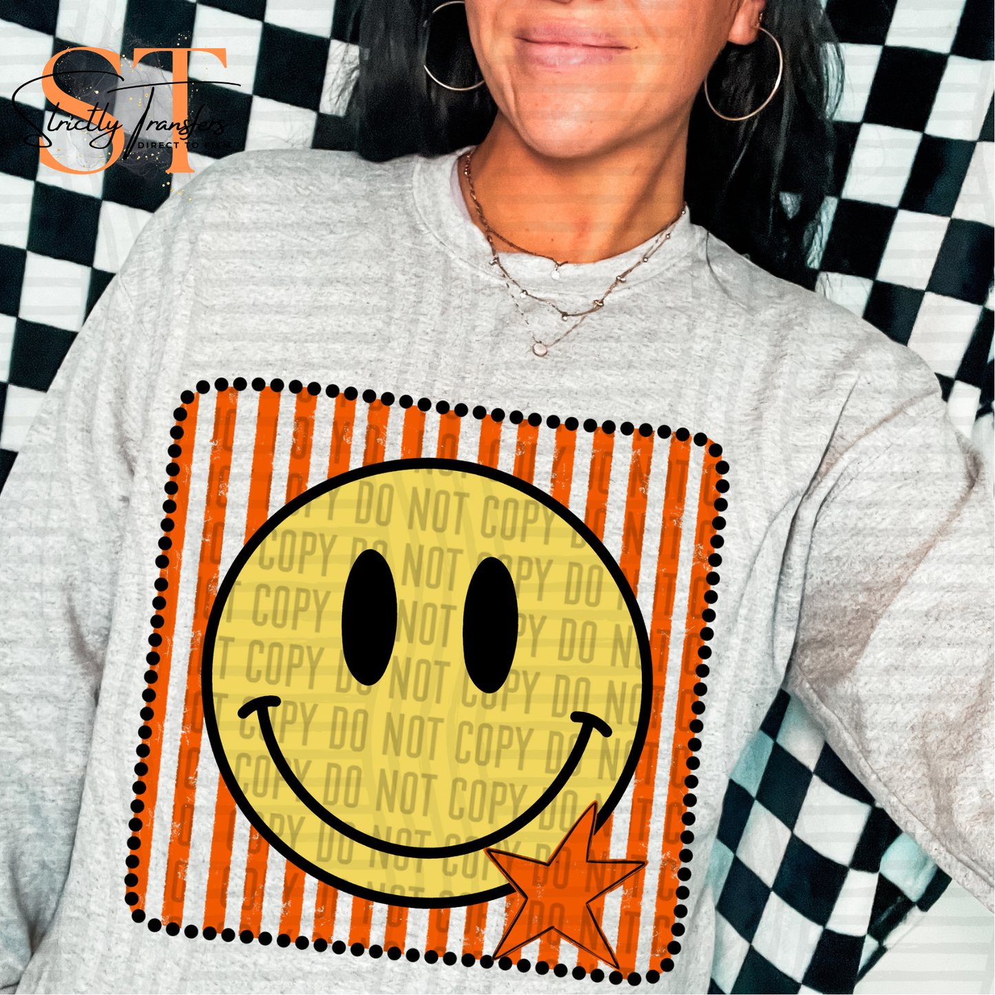 Distressed Smiley Squares- Multiple Colors Direct to Film Transfers