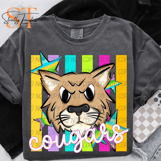 Cougars Pastel Stripes - 2 Options Direct to Film Transfers