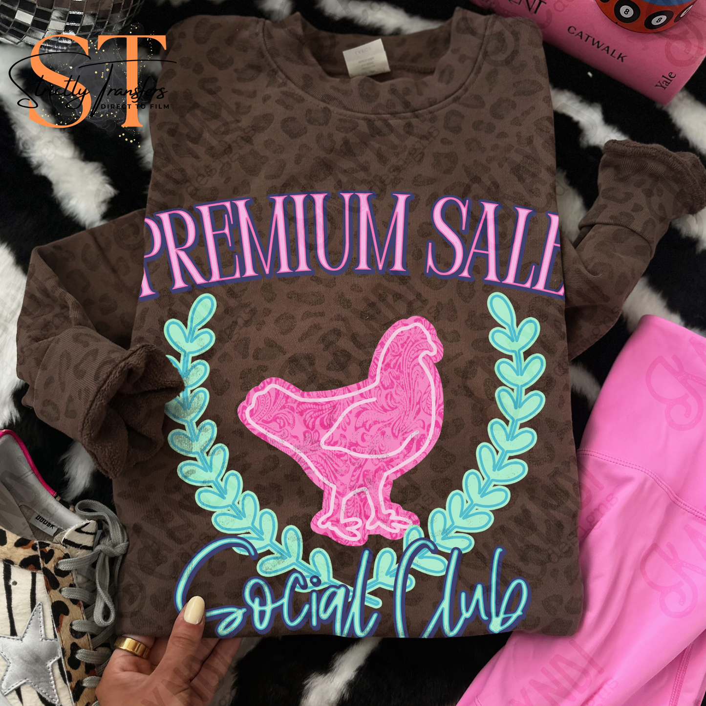 Premium Sale Social Club Pink- 6 Animal Options Direct to Film Transfers