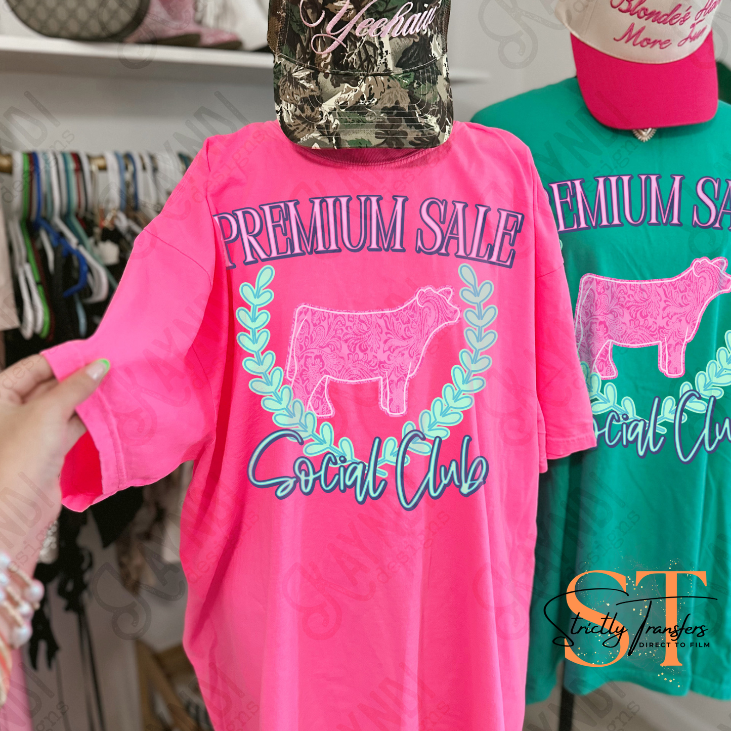 Premium Sale Social Club Pink- 6 Animal Options Direct to Film Transfers