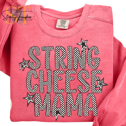String Cheese Mama Checkered Direct to Film Transfers