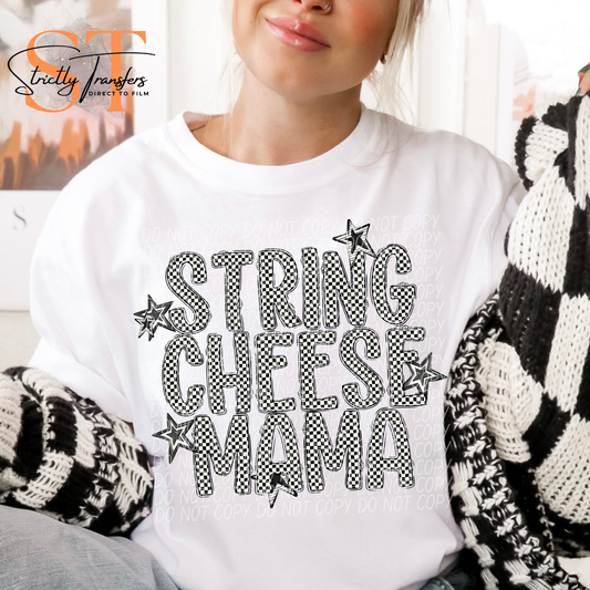 String Cheese Mama Checkered Direct to Film Transfers