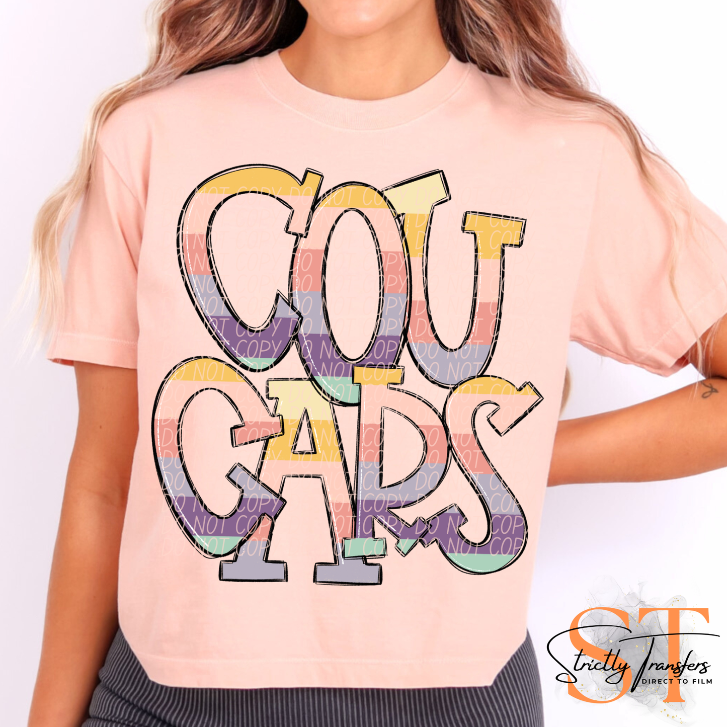 Cougars Pastel Mascot Direct to Film Transfers