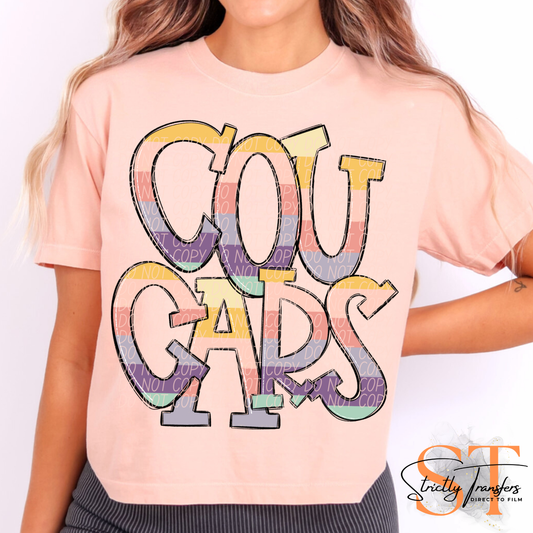 Cougars Pastel Mascot Direct to Film Transfers