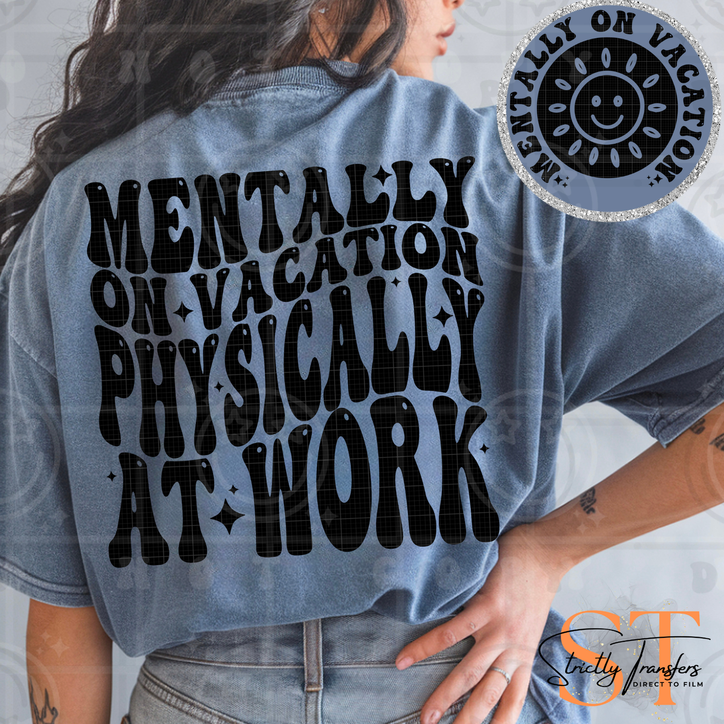 Mentality on Vacation- pocket design included Direct to Film Transfers