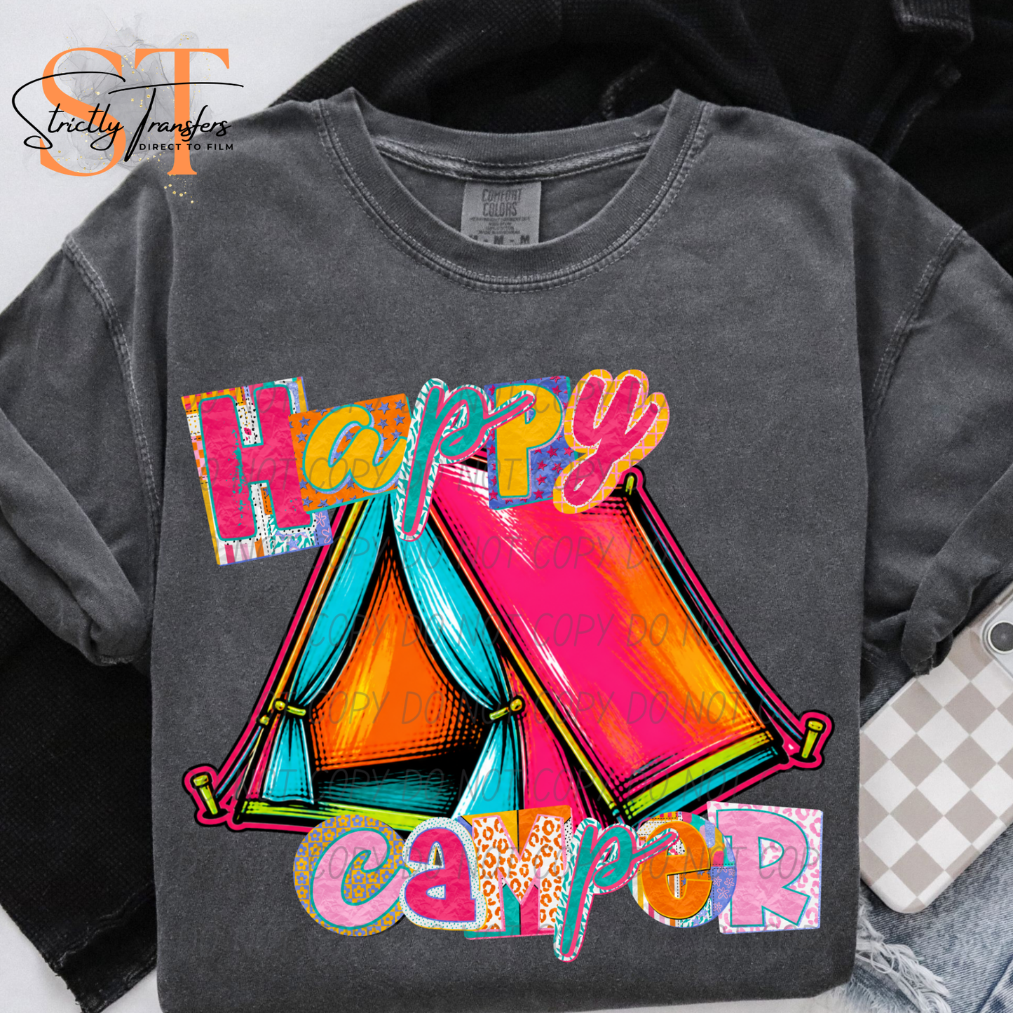 Happy Camper Tent Direct to Film Transfers