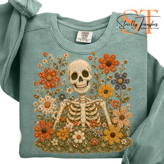 Skeleton & Flowers Direct to Film Transfers