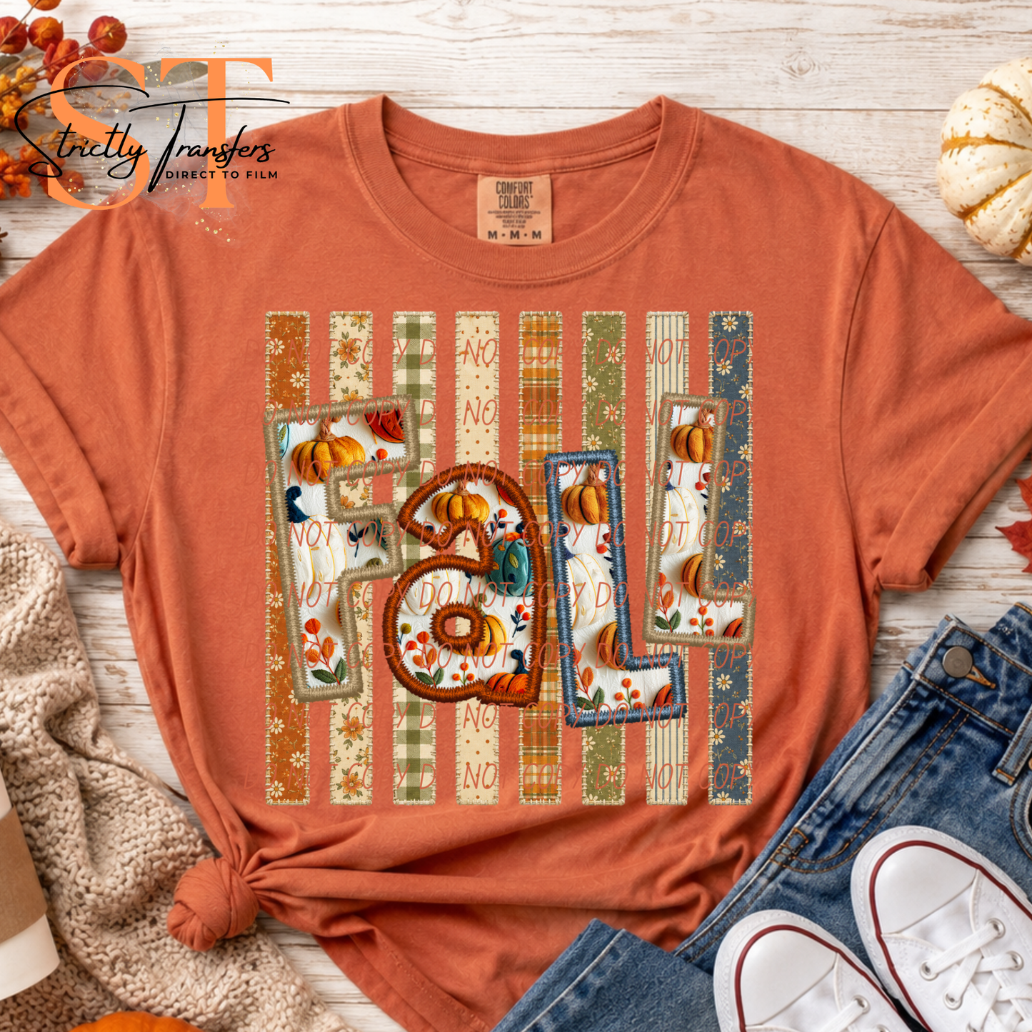 Fall Faux Embroidery Direct to Film Transfers
