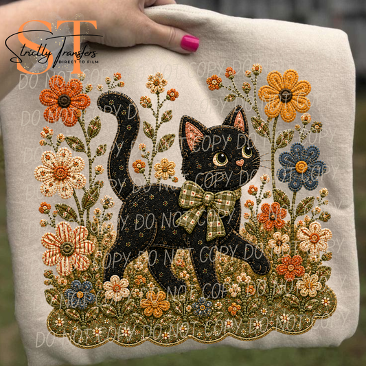 Curious Cat & Flowers Direct to Film Transfers