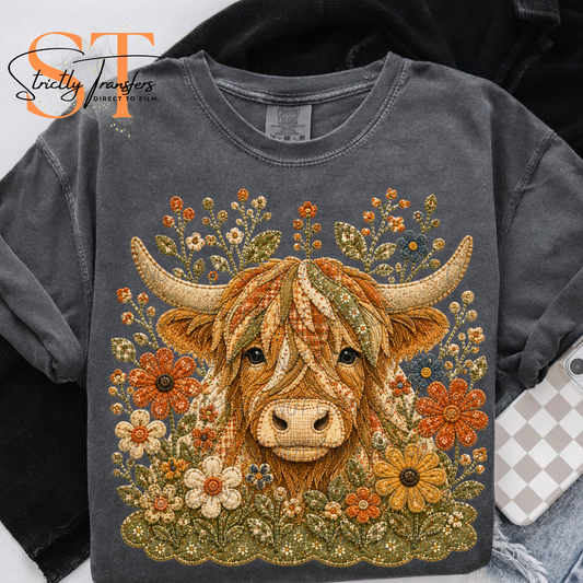 Cow & Flowers Direct to Film Transfers