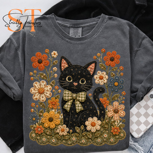 Cat & Flowers Direct to Film Transfers