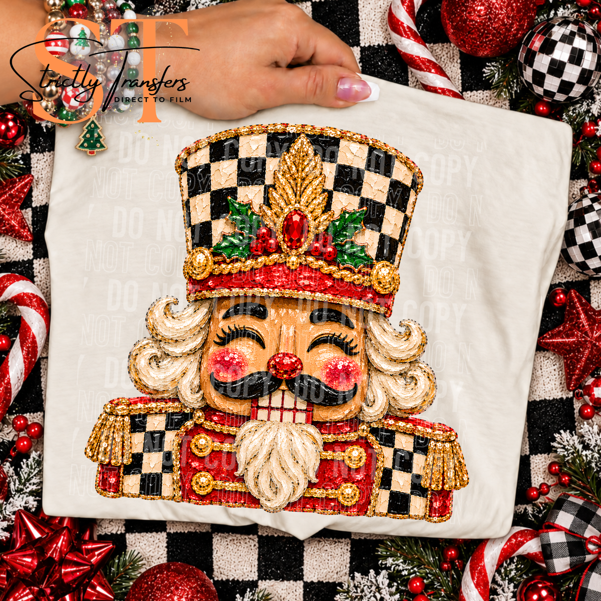 Checkered Nutcracker Faux Painted Direct to Film Transfers