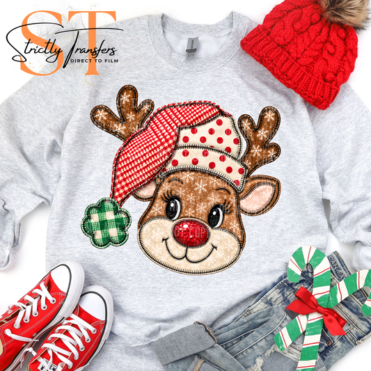 Reindeer Faux Embroidery Direct to Film Transferss