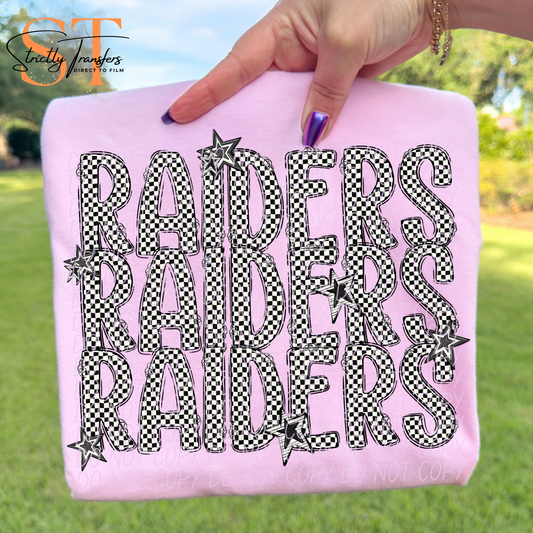 Raiders Checkered Stacked Direct to Film Transfers