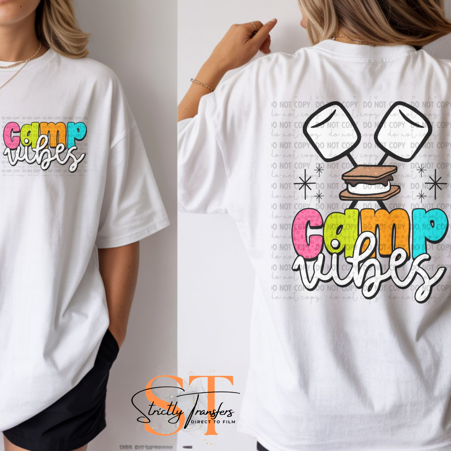 Camp Vibes - pocket detail included Direct to Film Transfers