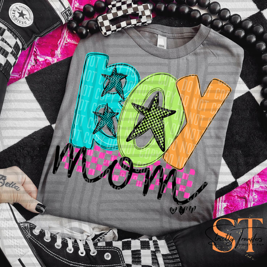 Boy Mom Checkmate Direct to Film Transfers