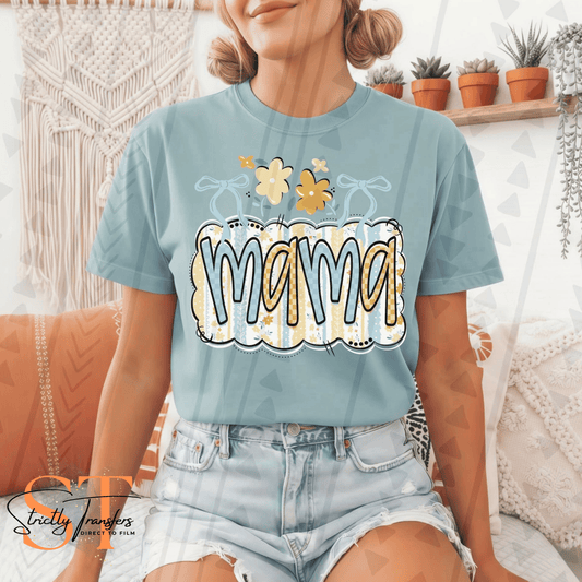 Mama Checkered Floral Direct to Film Transfers