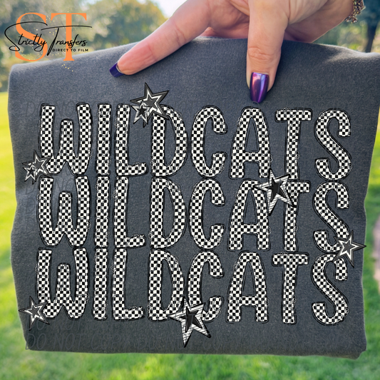 Wildcats Checkered Stacked Direct to Film Transfers