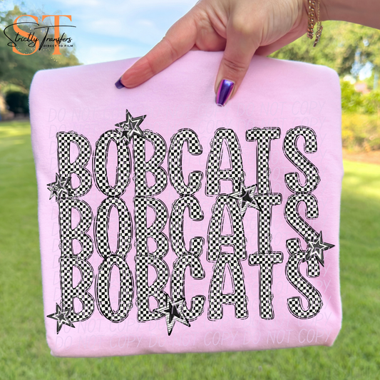 Bobcats Checkered Stacked Direct to Film Transfers
