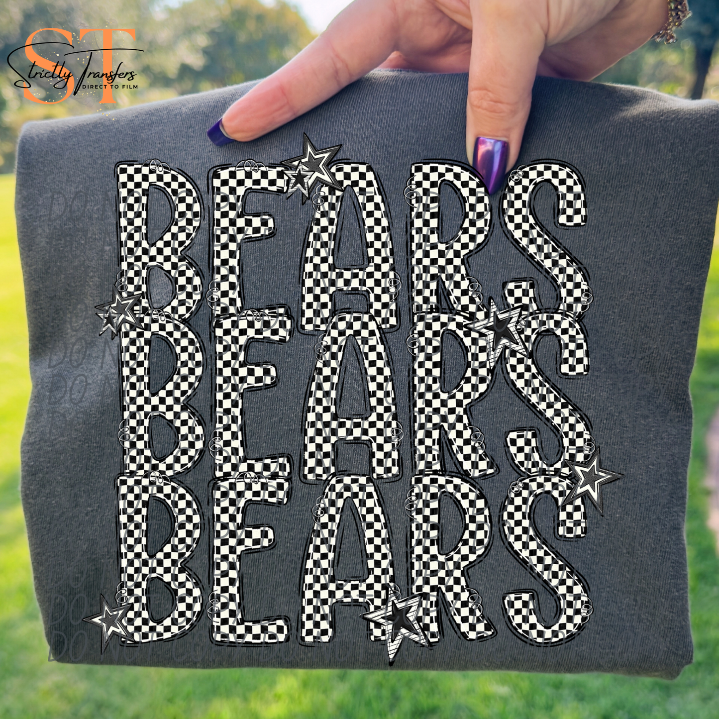 Bears Checkered Stacked Direct to Film Transfers