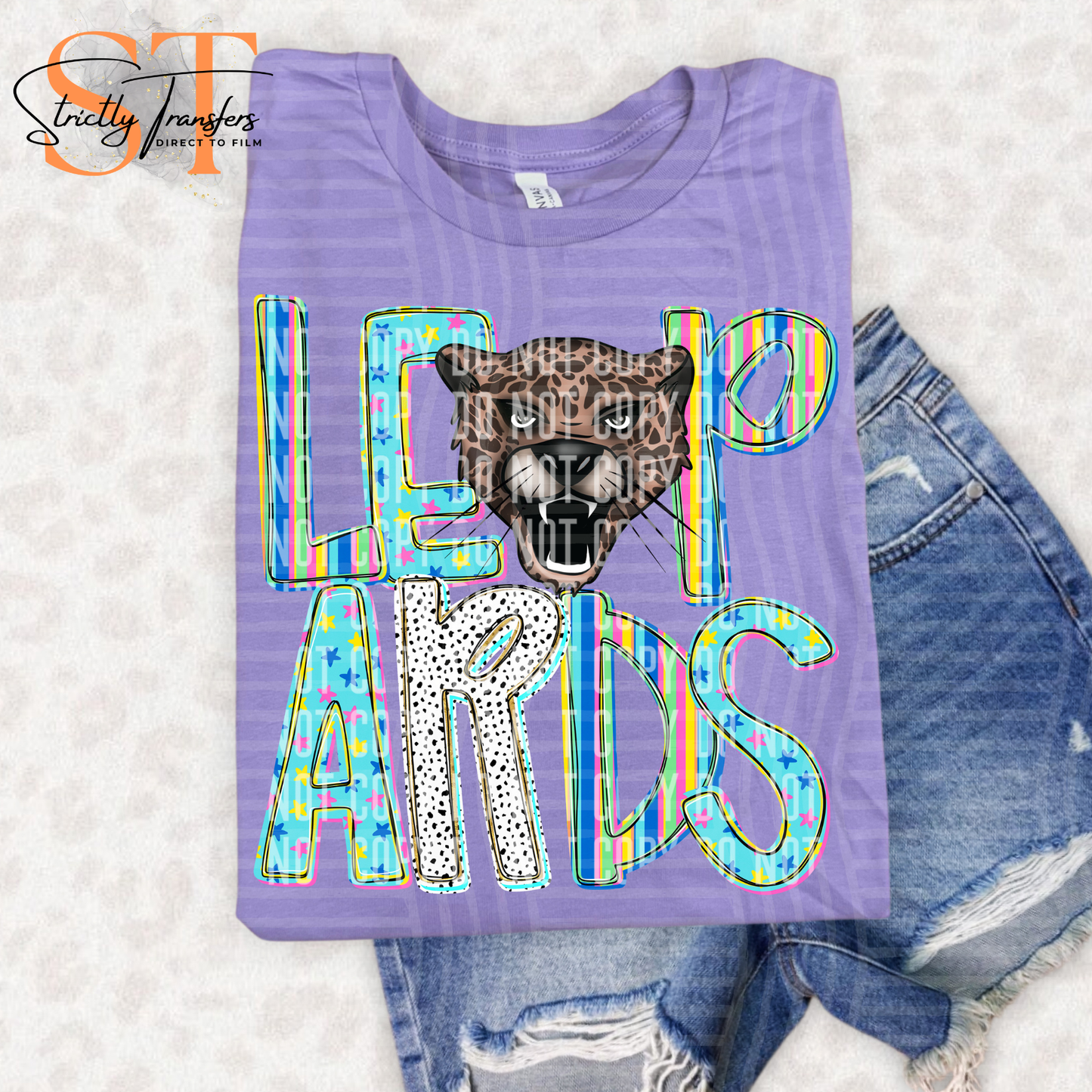 Leopards Head Happy Chaos Direct to Film Transfers