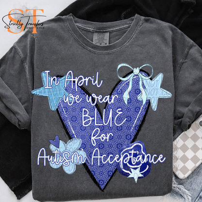 In April we Wear Blue Direct to Film Transfers