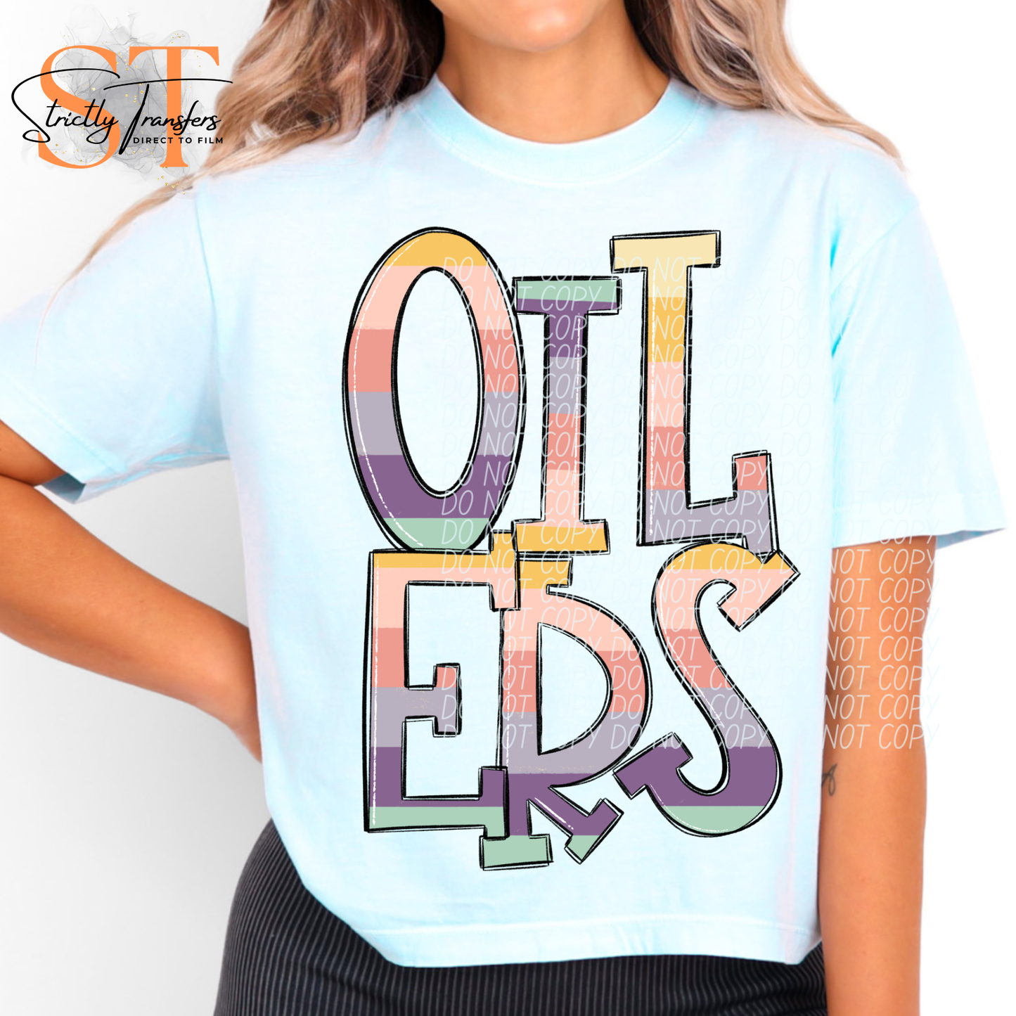 Oilers Pastel Mascot Direct to Film Transfers