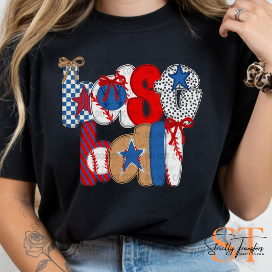 Baseball Fun Font Direct to Film Transfers